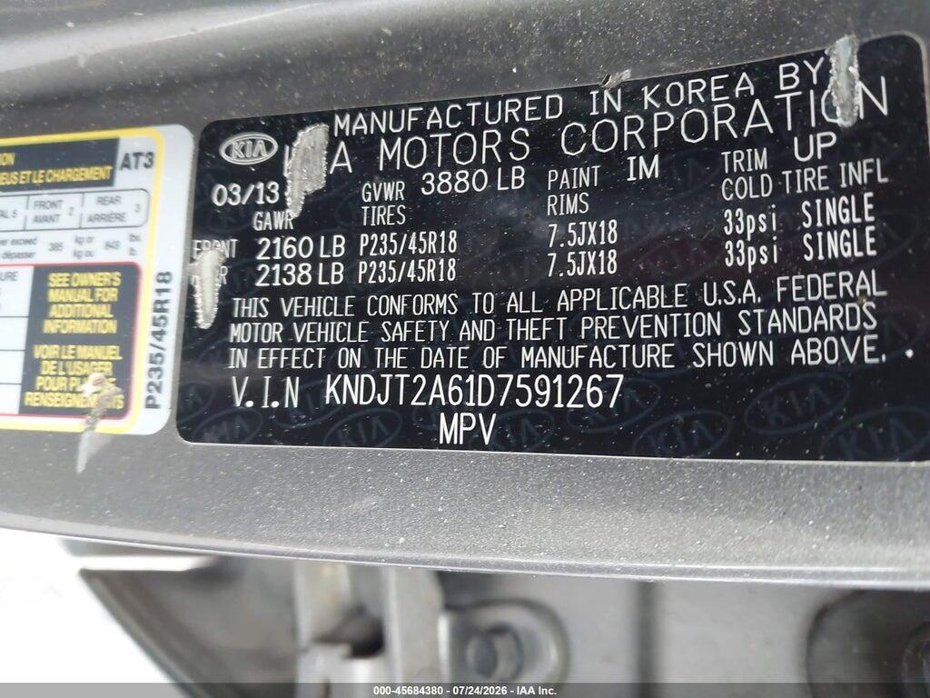 KNDJT2A61D7591267 2013 KIA SOUL photo no. 9