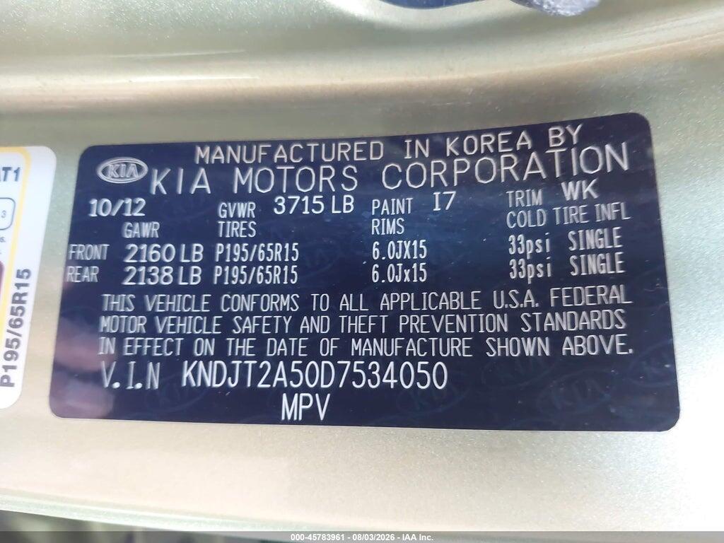 KNDJT2A50D7534050 2013 KIA SOUL photo no. 9