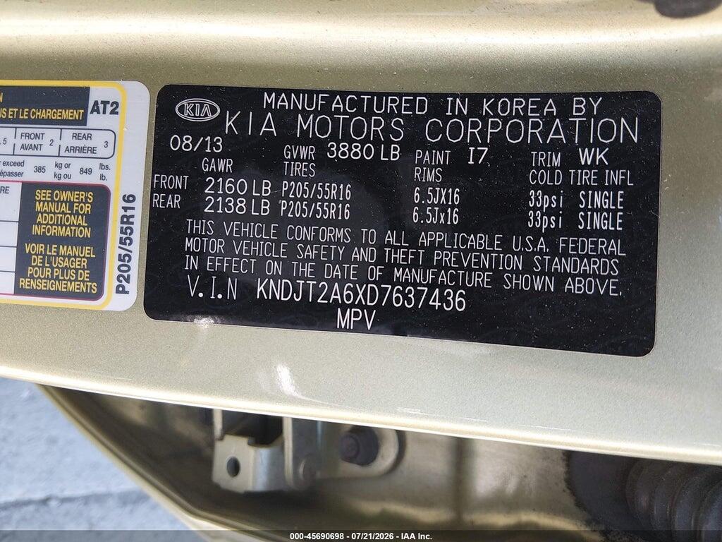 KNDJT2A6XD7637436 2013 KIA SOUL photo no. 9