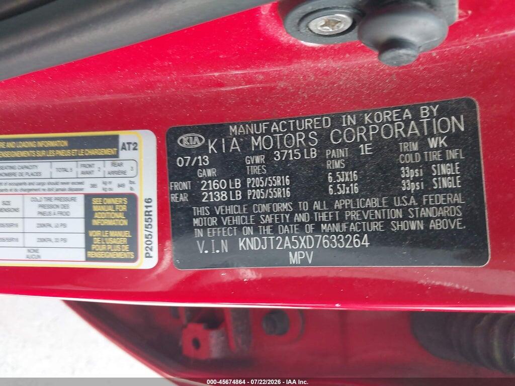 KNDJT2A5XD7633264 2013 KIA SOUL photo no. 9