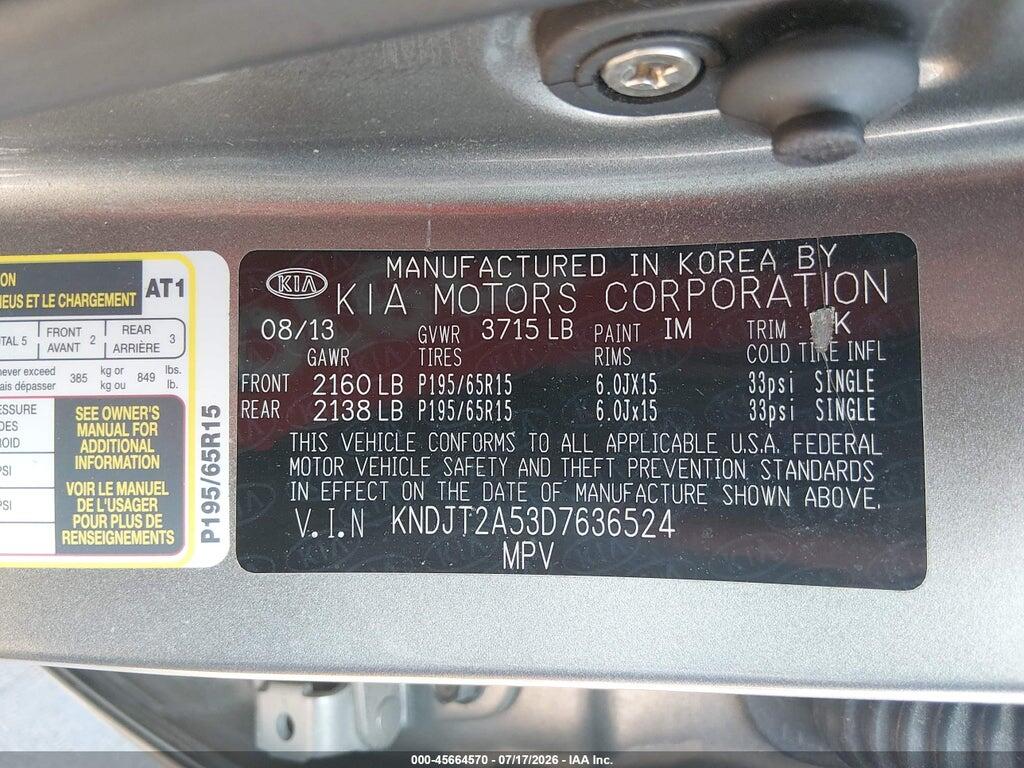 KNDJT2A53D7636524 2013 KIA SOUL photo no. 9