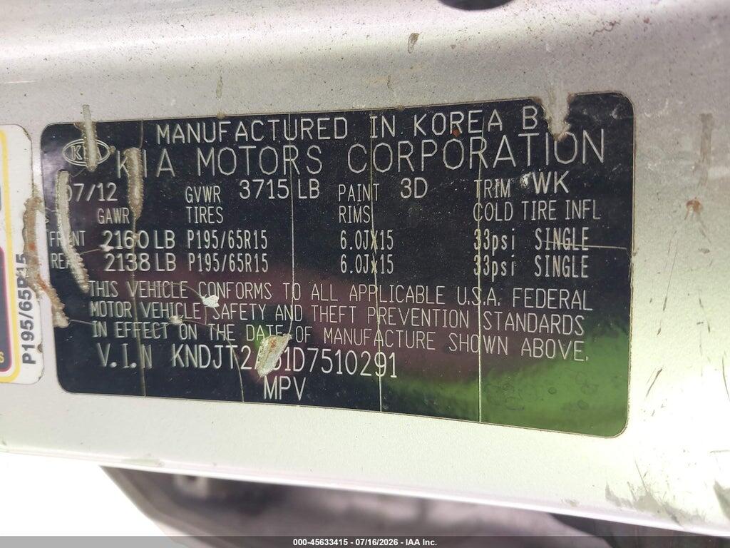 KNDJT2A51D7510291 2013 KIA SOUL photo no. 9