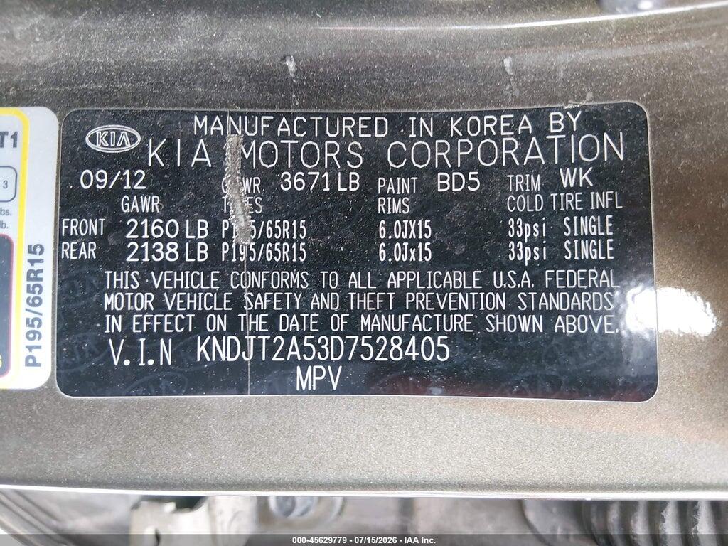 KNDJT2A53D7528405 2013 KIA SOUL photo no. 9