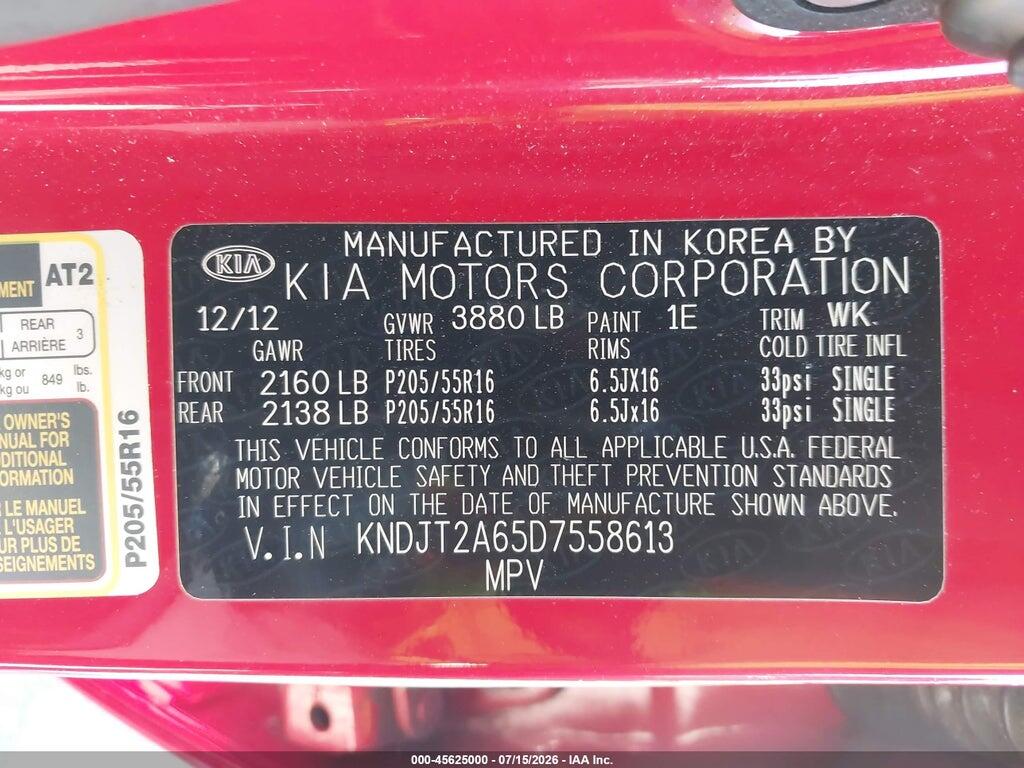 KNDJT2A65D7558613 2013 KIA SOUL photo no. 9