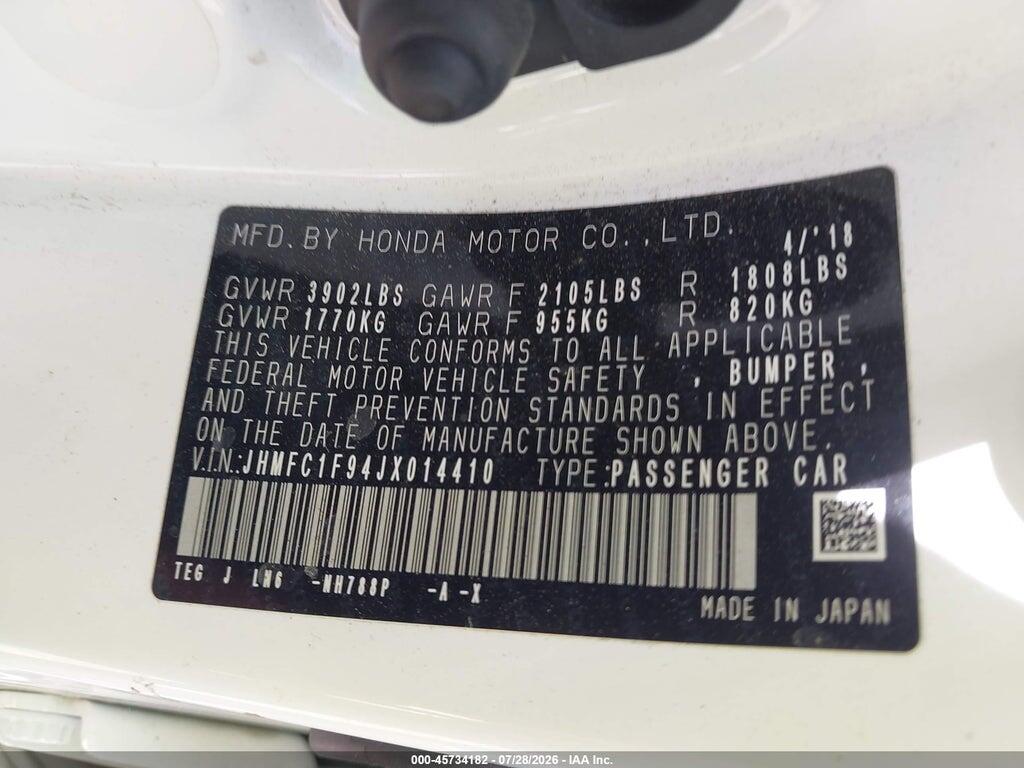 JHMFC1F94JX014410 2018 HONDA CIVIC photo no. 9