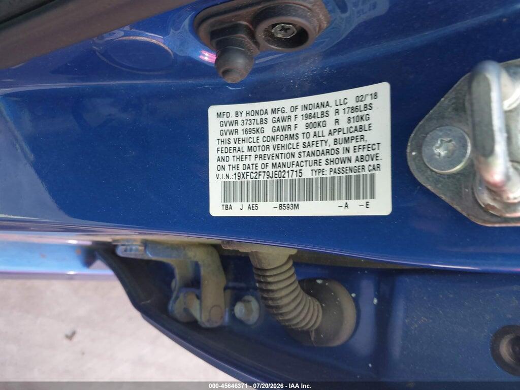 19XFC2F79JE021715 2018 HONDA CIVIC photo no. 9