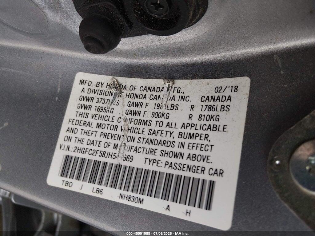 2HGFC2F58JH542669 2018 HONDA CIVIC photo no. 9