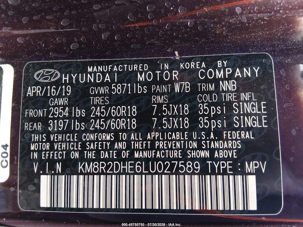 KM8R2DHE6LU027589 2020 HYUNDAI PALISADE photo no. 9