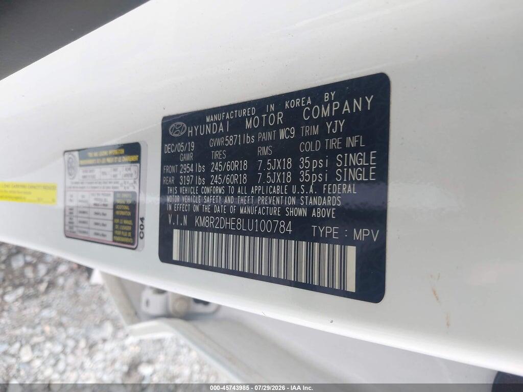 KM8R2DHE8LU100784 2020 HYUNDAI PALISADE photo no. 9