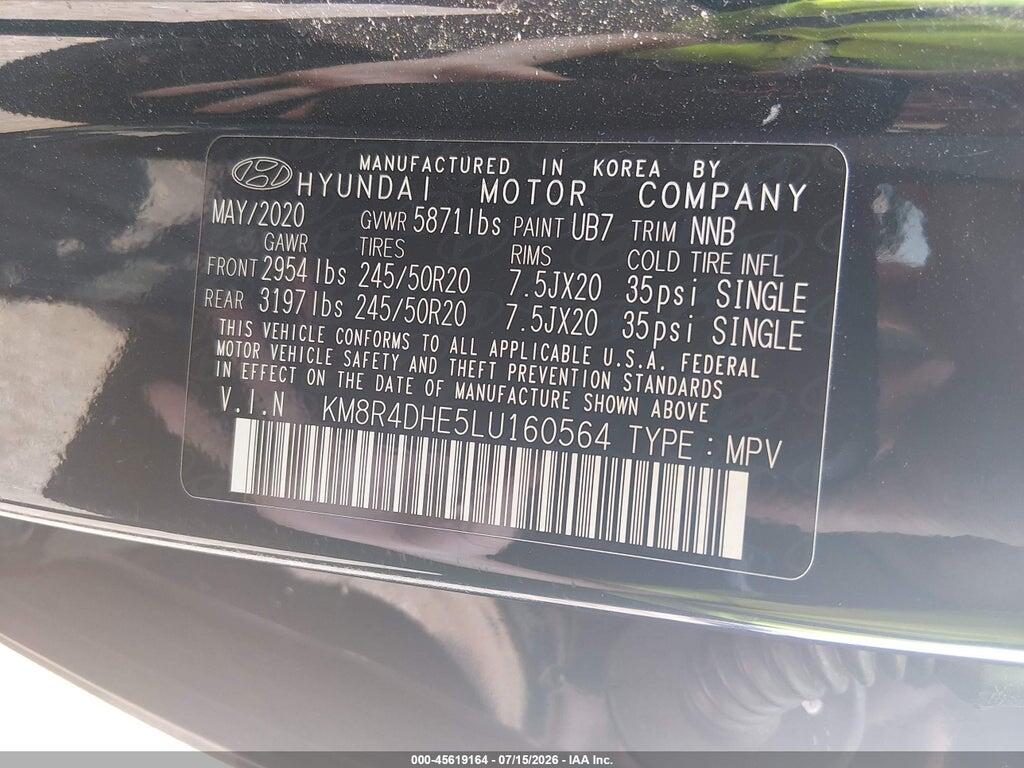 KM8R4DHE5LU160564 2020 HYUNDAI PALISADE photo no. 9