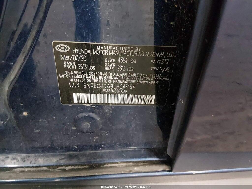 5NPEG4JA8LH047154 2020 HYUNDAI SONATA photo no. 9
