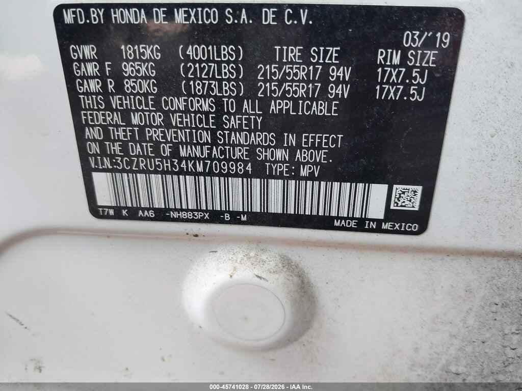 3CZRU5H34KM709984 2019 HONDA HR-V photo no. 9