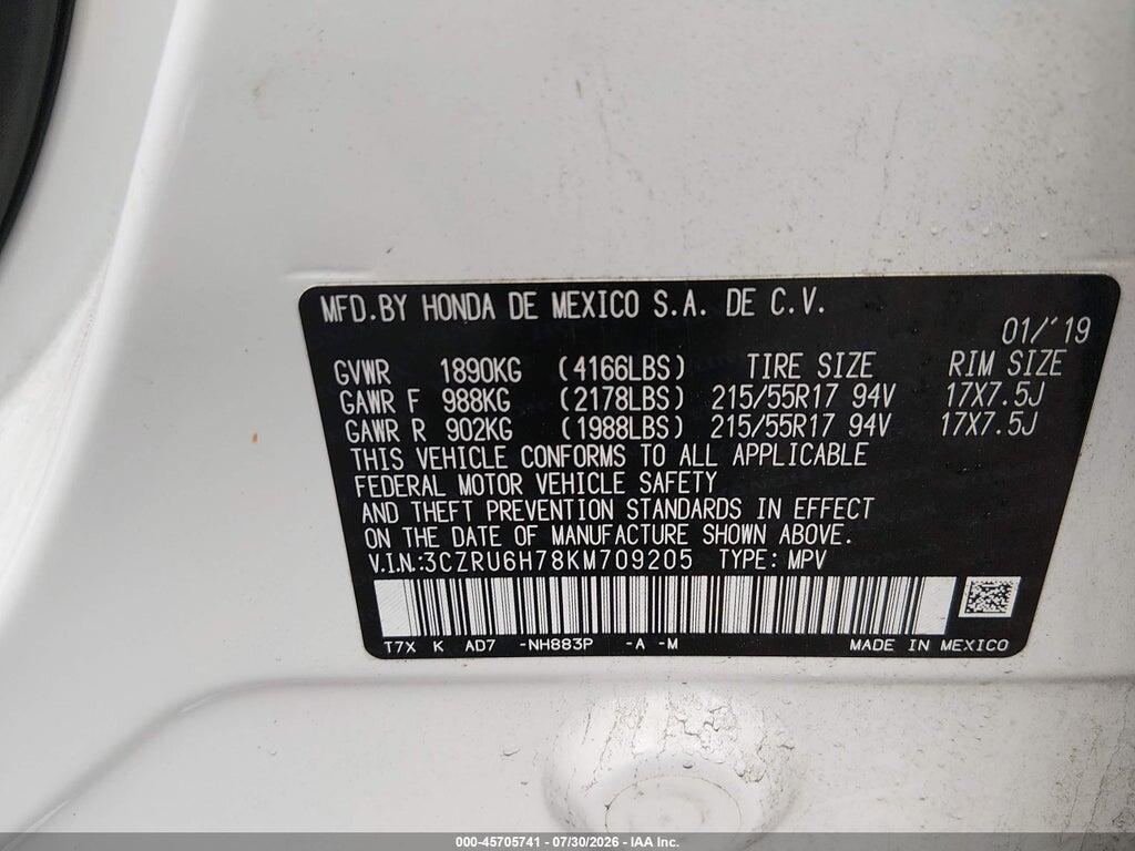3CZRU6H78KM709205 2019 HONDA HR-V photo no. 9