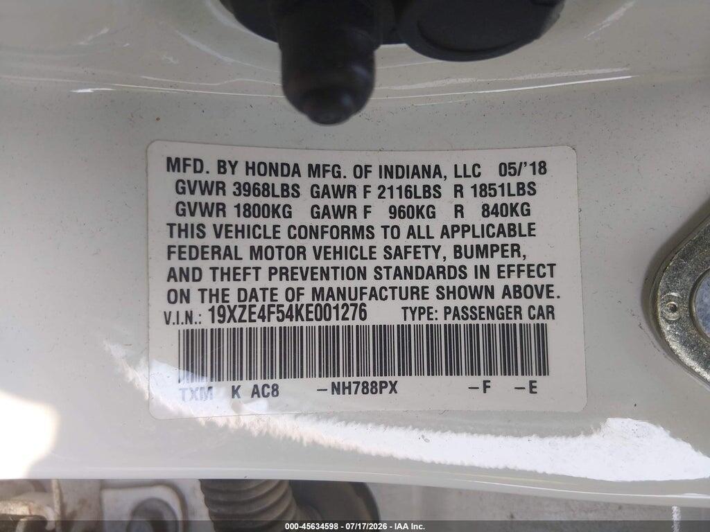 19XZE4F54KE001276 2019 HONDA INSIGHT photo no. 9