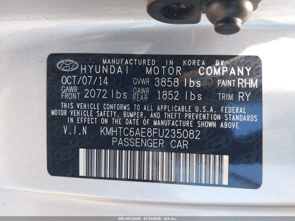 KMHTC6AE8FU235082 2015 HYUNDAI VELOSTER photo no. 9