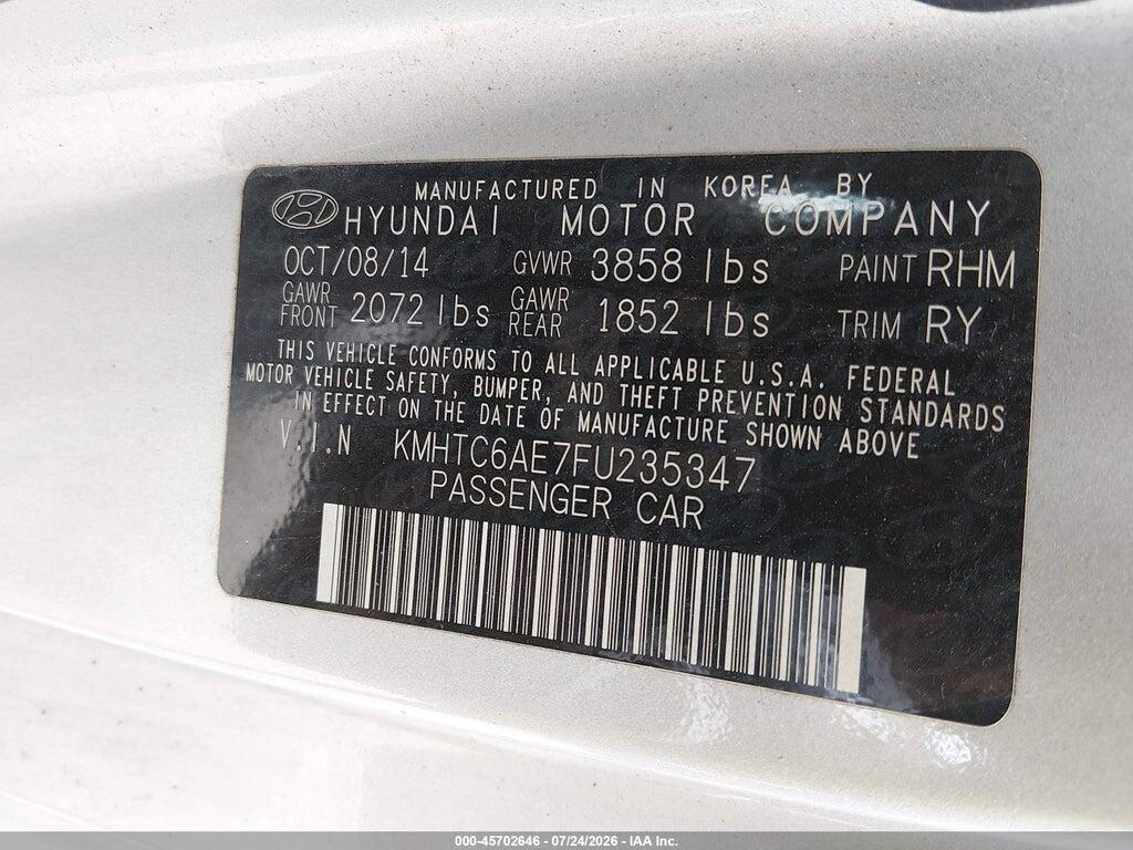 KMHTC6AE7FU235347 2015 HYUNDAI VELOSTER photo no. 9