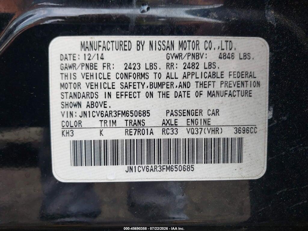 JN1CV6AR3FM650685 2015 INFINITI Q40 photo no. 9