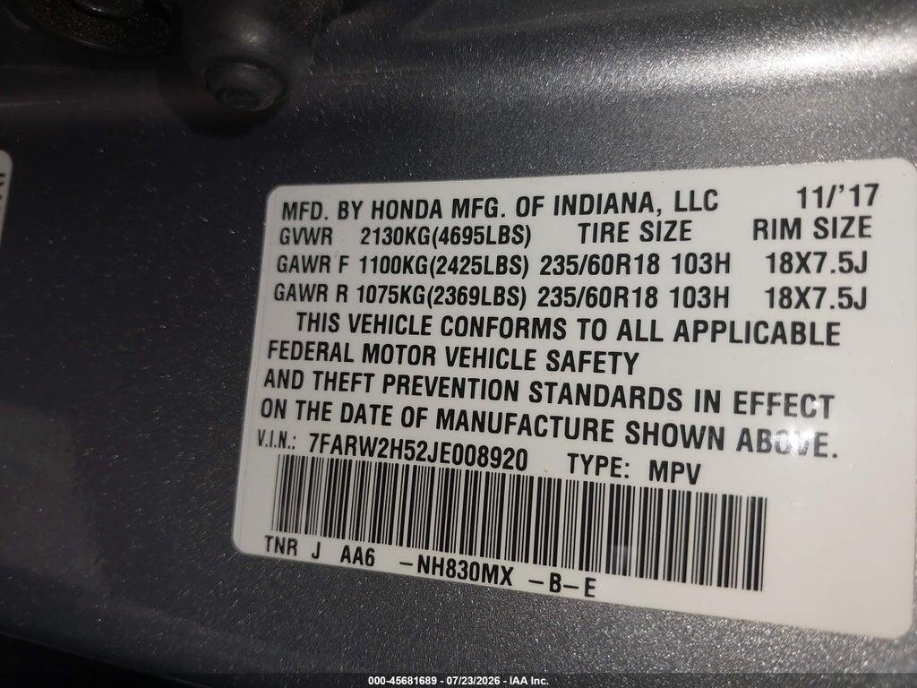 7FARW2H52JE008920 2018 HONDA CR-V photo no. 9
