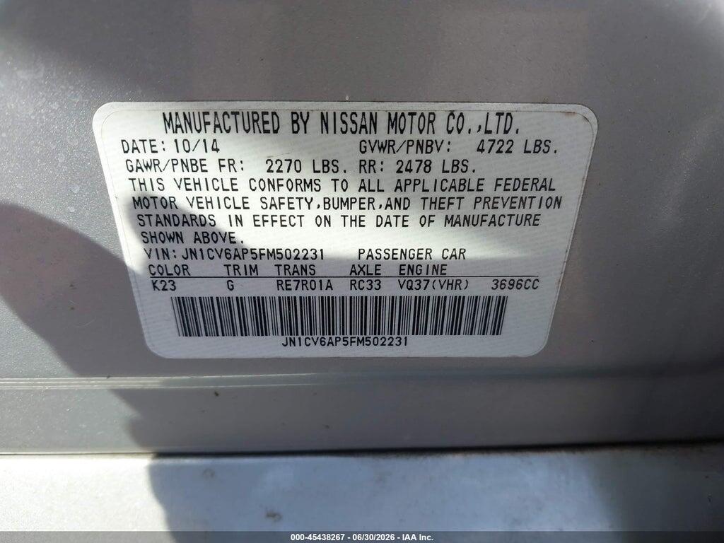 JN1CV6AP5FM502231 2015 INFINITI Q40 photo no. 9