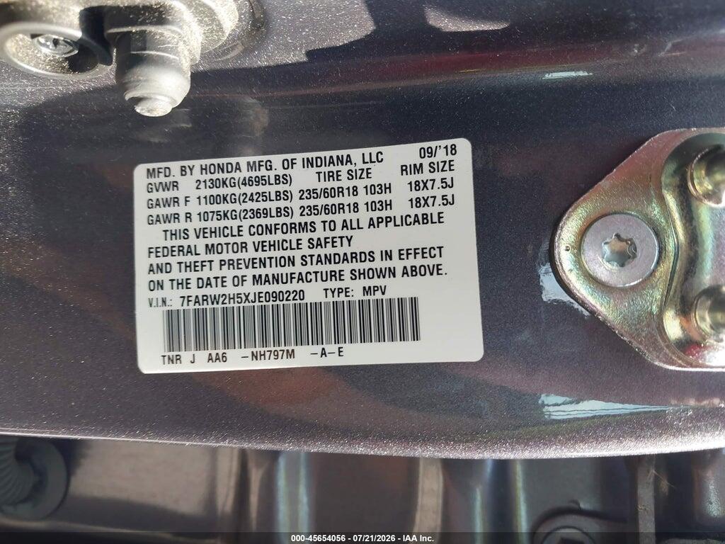 7FARW2H5XJE090220 2018 HONDA CR-V photo no. 9