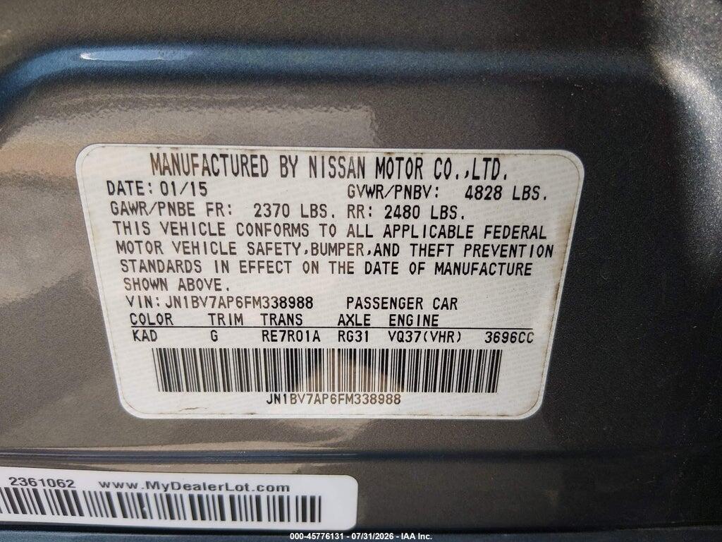 JN1BV7AP6FM338988 2015 INFINITI Q50 photo no. 9