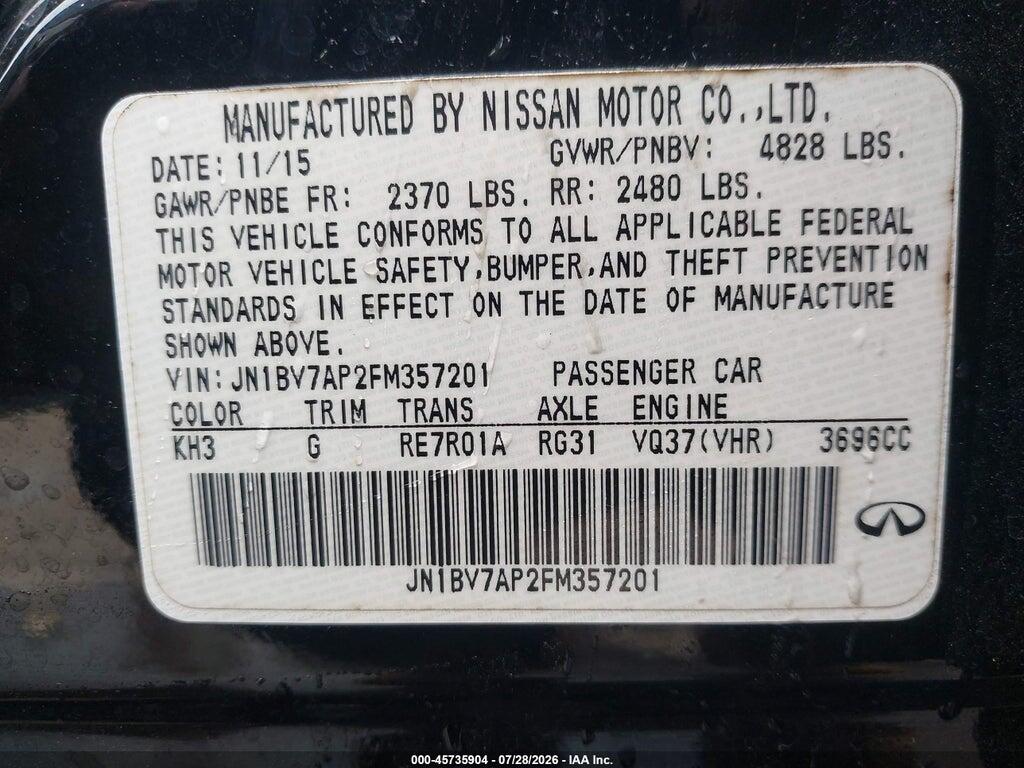 JN1BV7AP2FM357201 2015 INFINITI Q50 photo no. 9