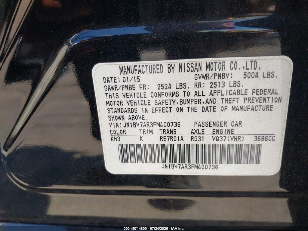 JN1BV7AR3FM400736 2015 INFINITI Q50 photo no. 9