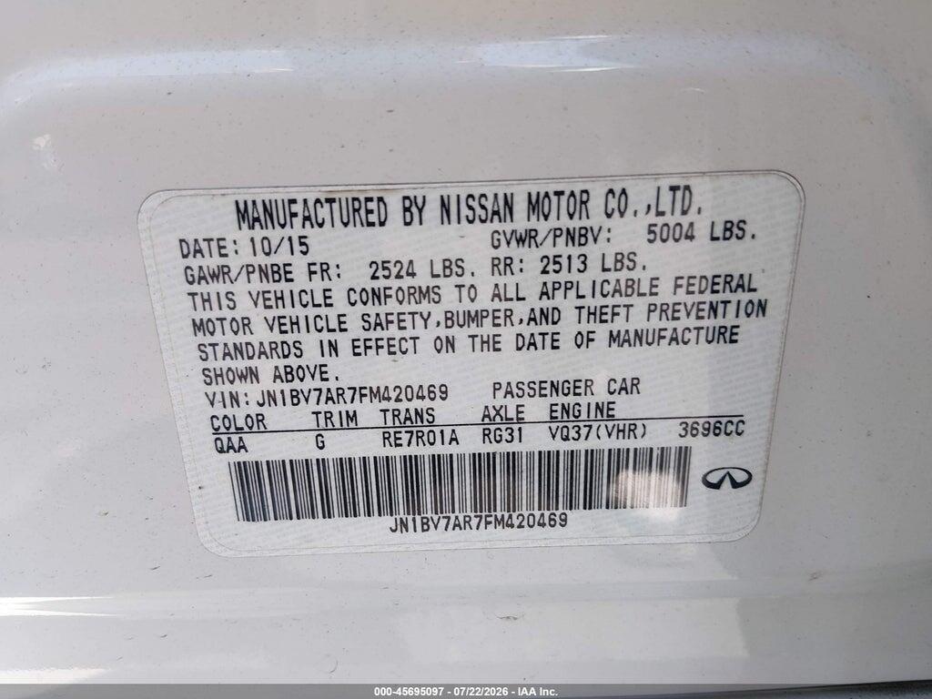 JN1BV7AR7FM420469 2015 INFINITI Q50 photo no. 9