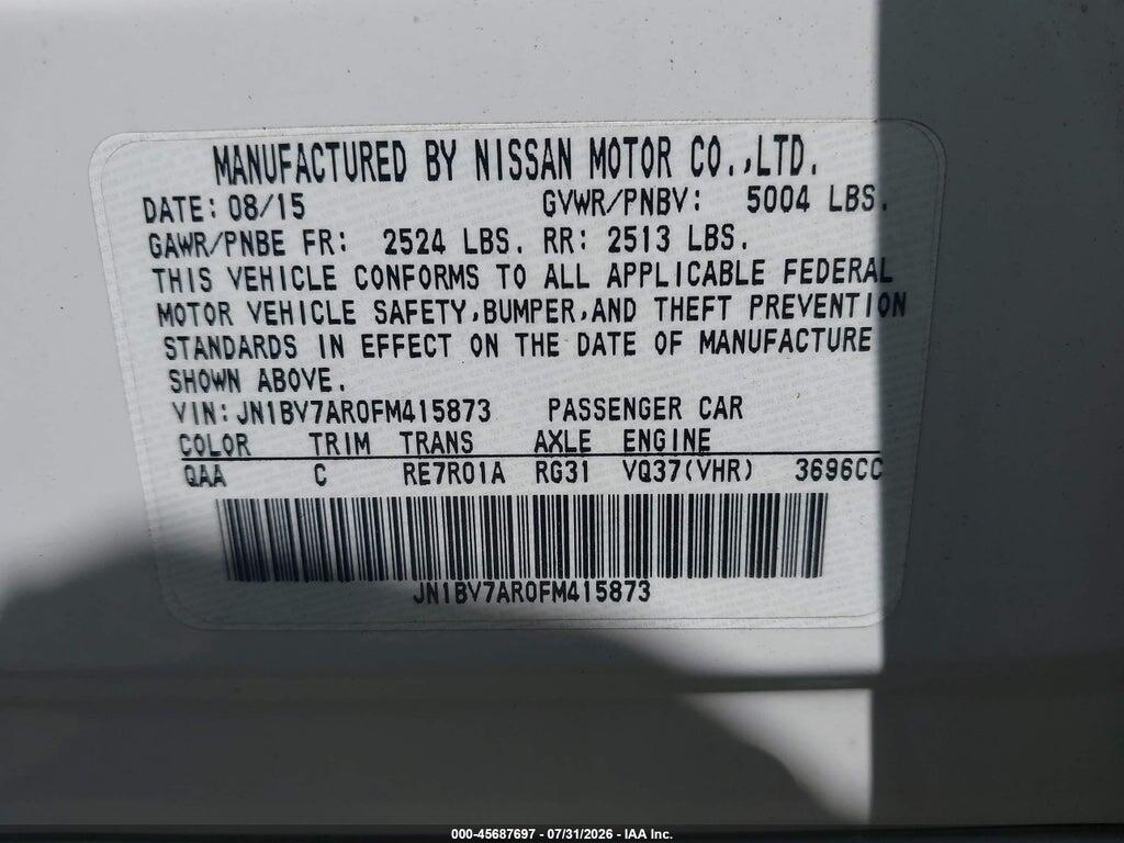 JN1BV7AR0FM415873 2015 INFINITI Q50 photo no. 9