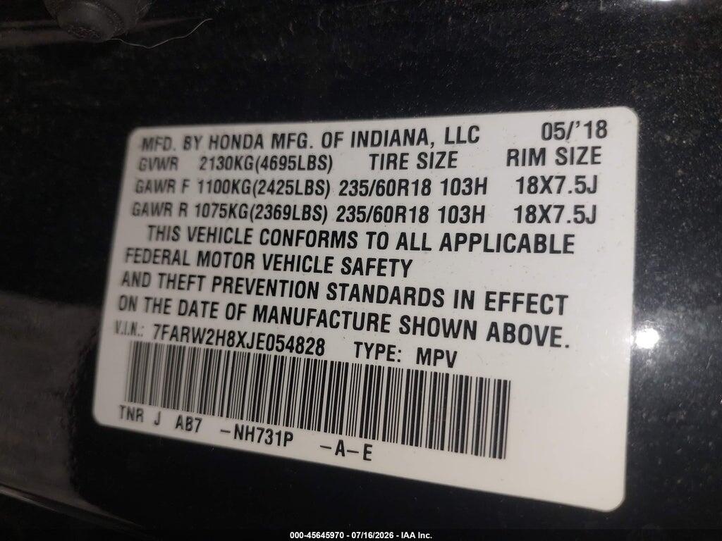 7FARW2H8XJE054828 2018 HONDA CR-V photo no. 9