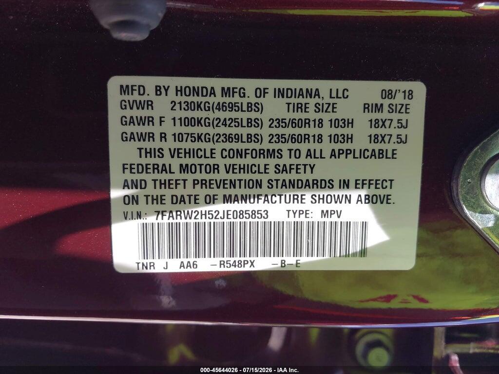 7FARW2H52JE085853 2018 HONDA CR-V photo no. 9