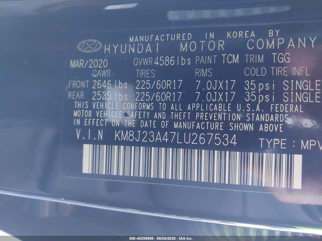 KM8J23A47LU267534 2020 HYUNDAI TUCSON photo no. 9
