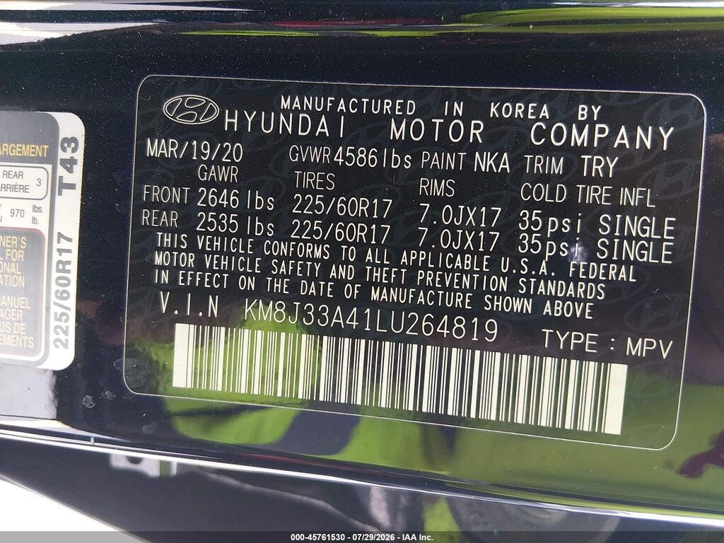 KM8J33A41LU264819 2020 HYUNDAI TUCSON photo no. 9