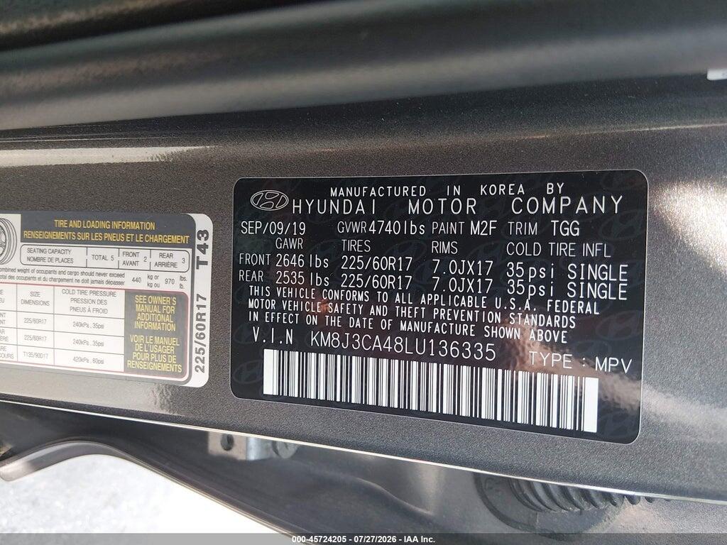 KM8J3CA48LU136335 2020 HYUNDAI TUCSON photo no. 9