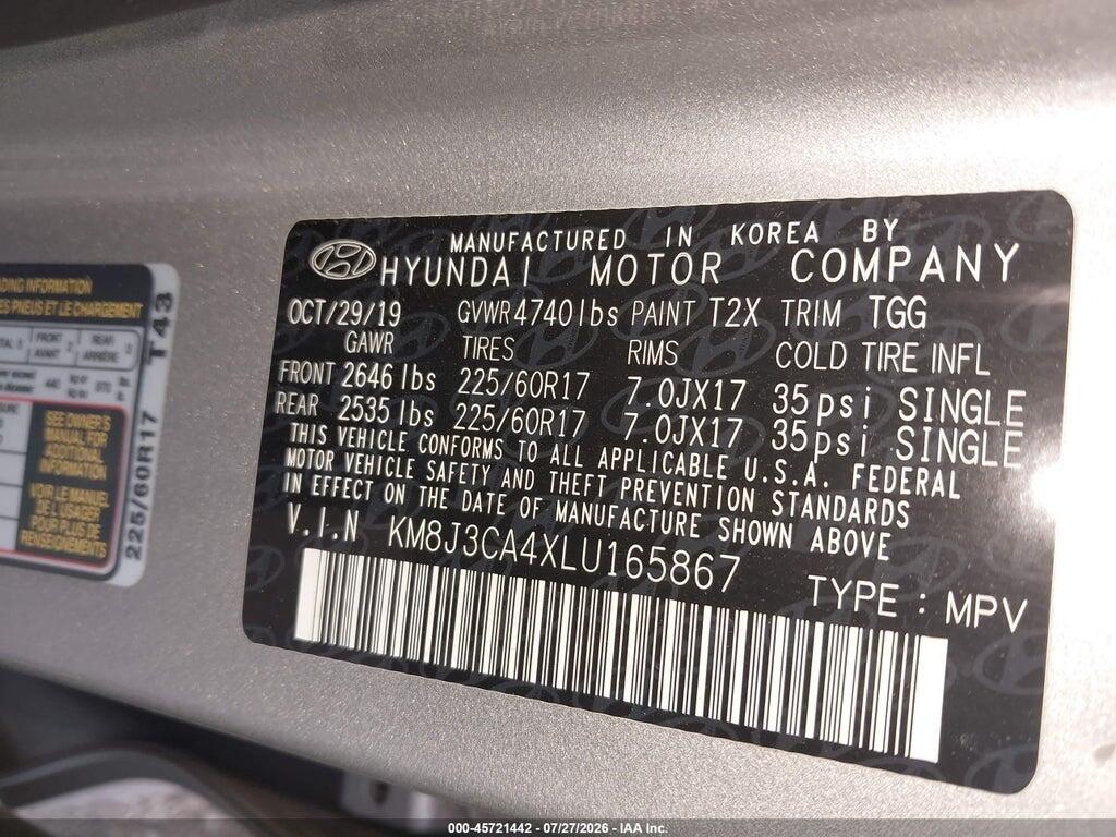 KM8J3CA4XLU165867 2020 HYUNDAI TUCSON photo no. 9