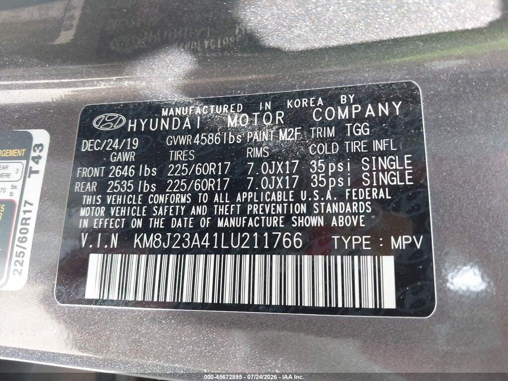 KM8J23A41LU211766 2020 HYUNDAI TUCSON photo no. 9