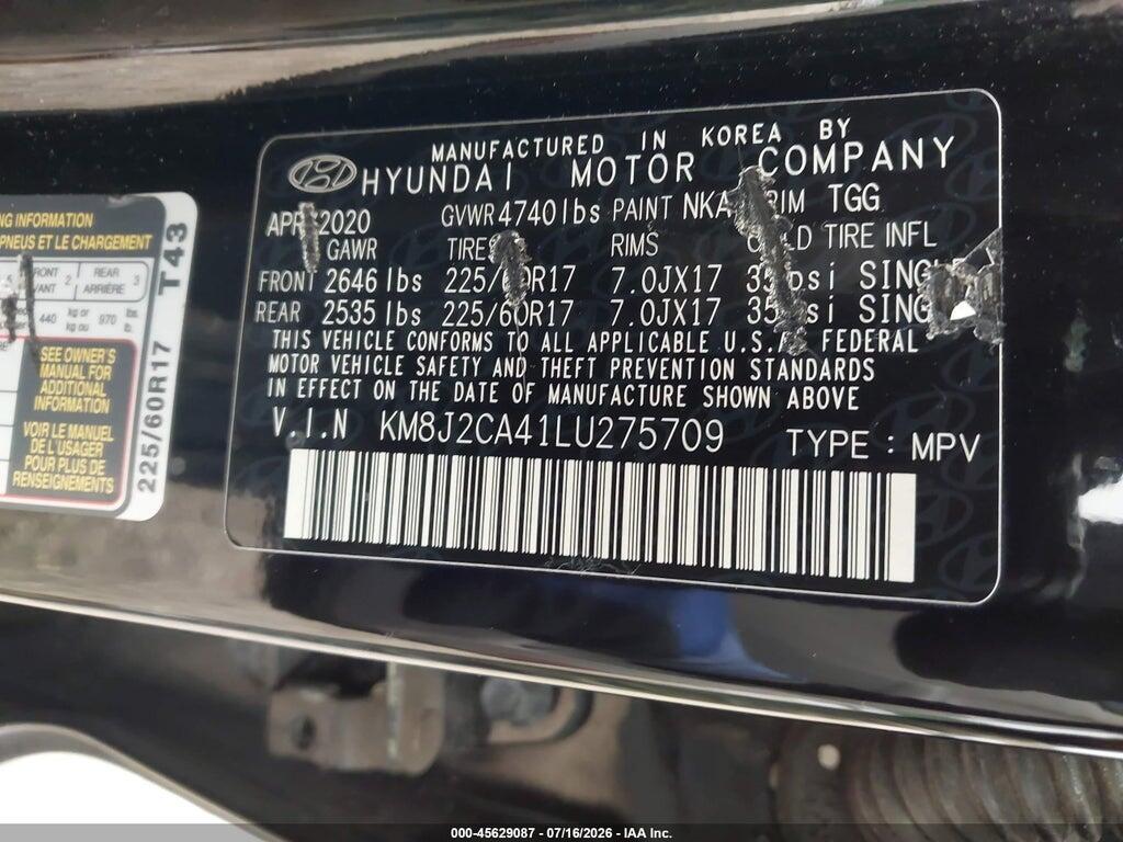 KM8J2CA41LU275709 2020 HYUNDAI TUCSON photo no. 9