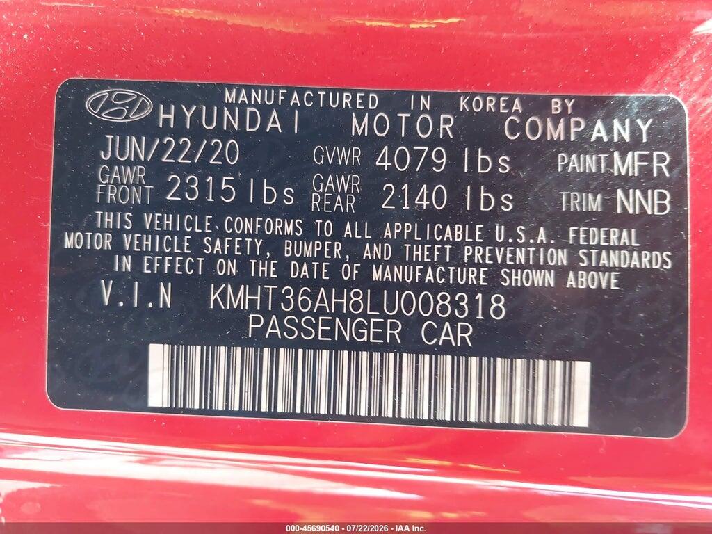 KMHT36AH8LU008318 2020 HYUNDAI VELOSTER N photo no. 9