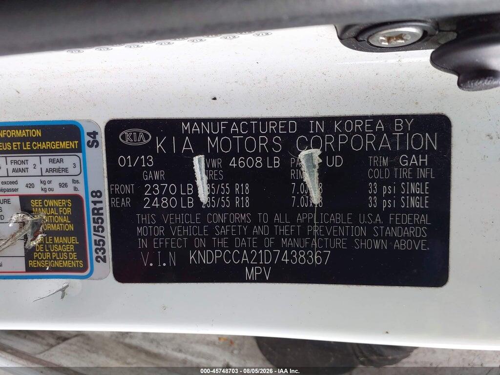 KNDPCCA21D7438367 2013 KIA SPORTAGE photo no. 9