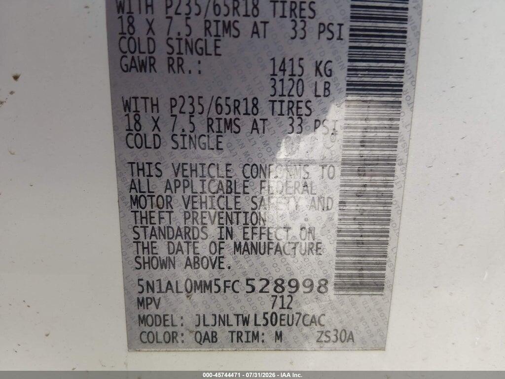 5N1AL0MM5FC528998 2015 INFINITI QX60 photo no. 9