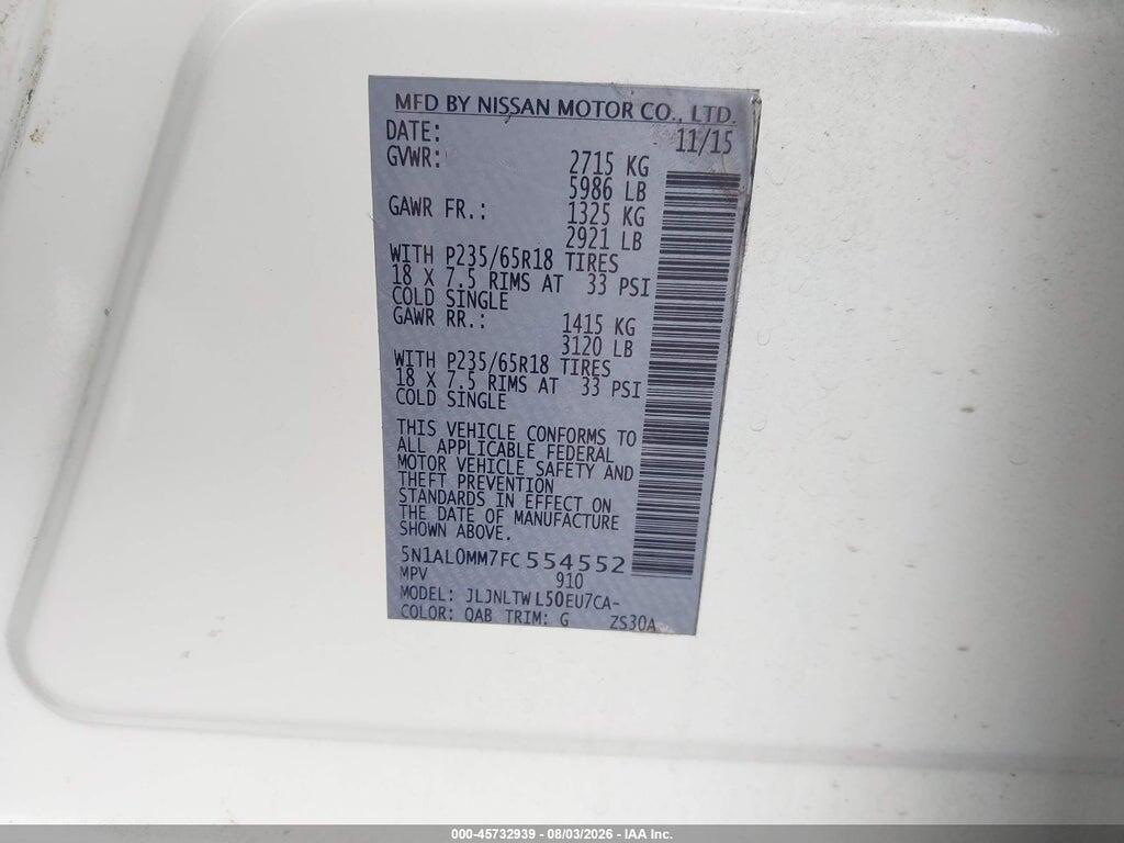 5N1AL0MM7FC554552 2015 INFINITI QX60 photo no. 9