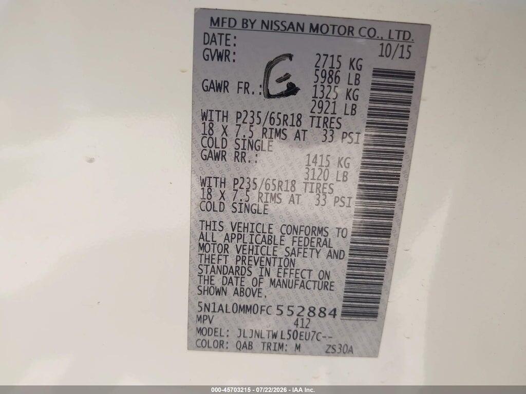 5N1AL0MM0FC552884 2015 INFINITI QX60 photo no. 9