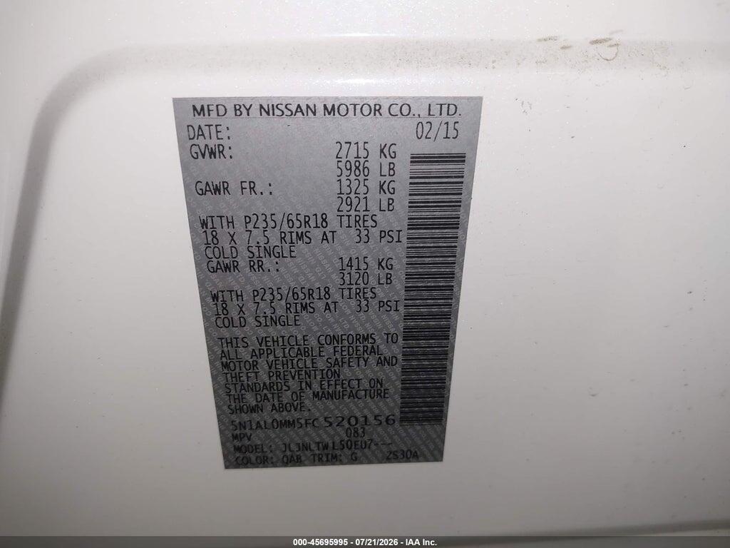5N1AL0MM5FC520156 2015 INFINITI QX60 photo no. 9