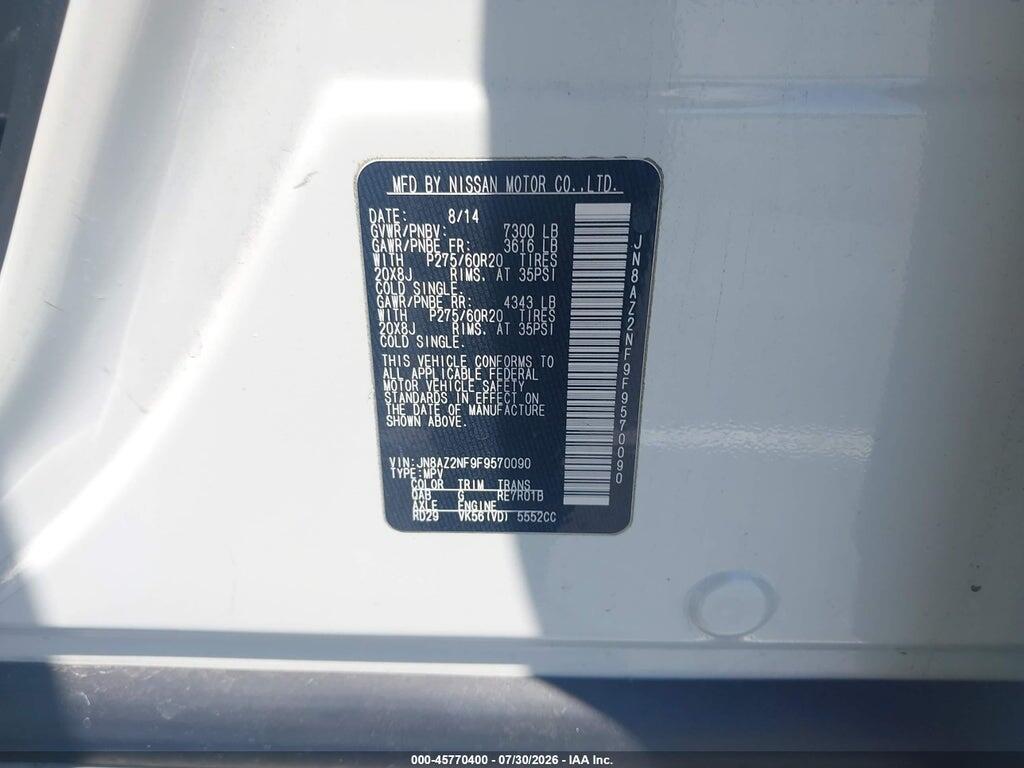 JN8AZ2NF9F9570090 2015 INFINITI QX80 photo no. 9