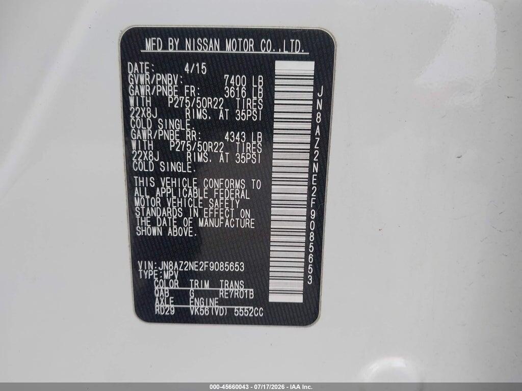 JN8AZ2NE2F9085653 2015 INFINITI QX80 photo no. 9