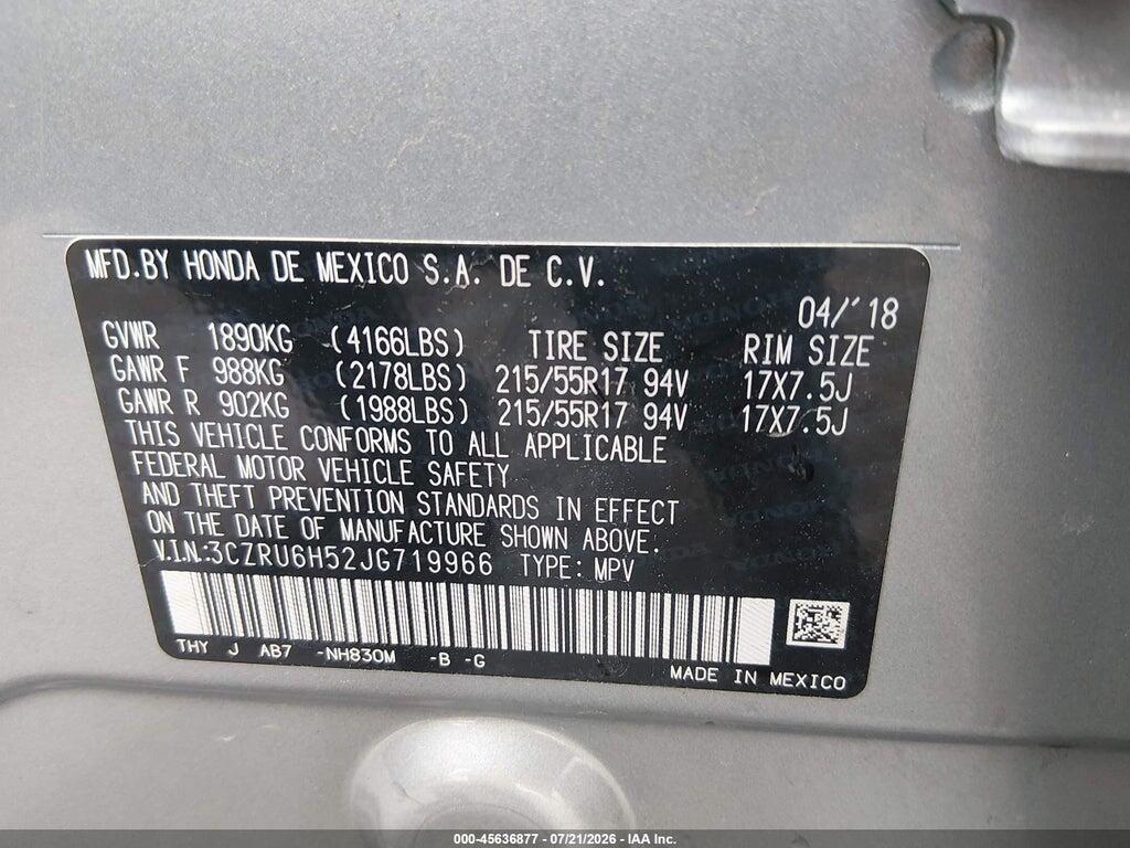 3CZRU6H52JG719966 2018 HONDA HR-V photo no. 9