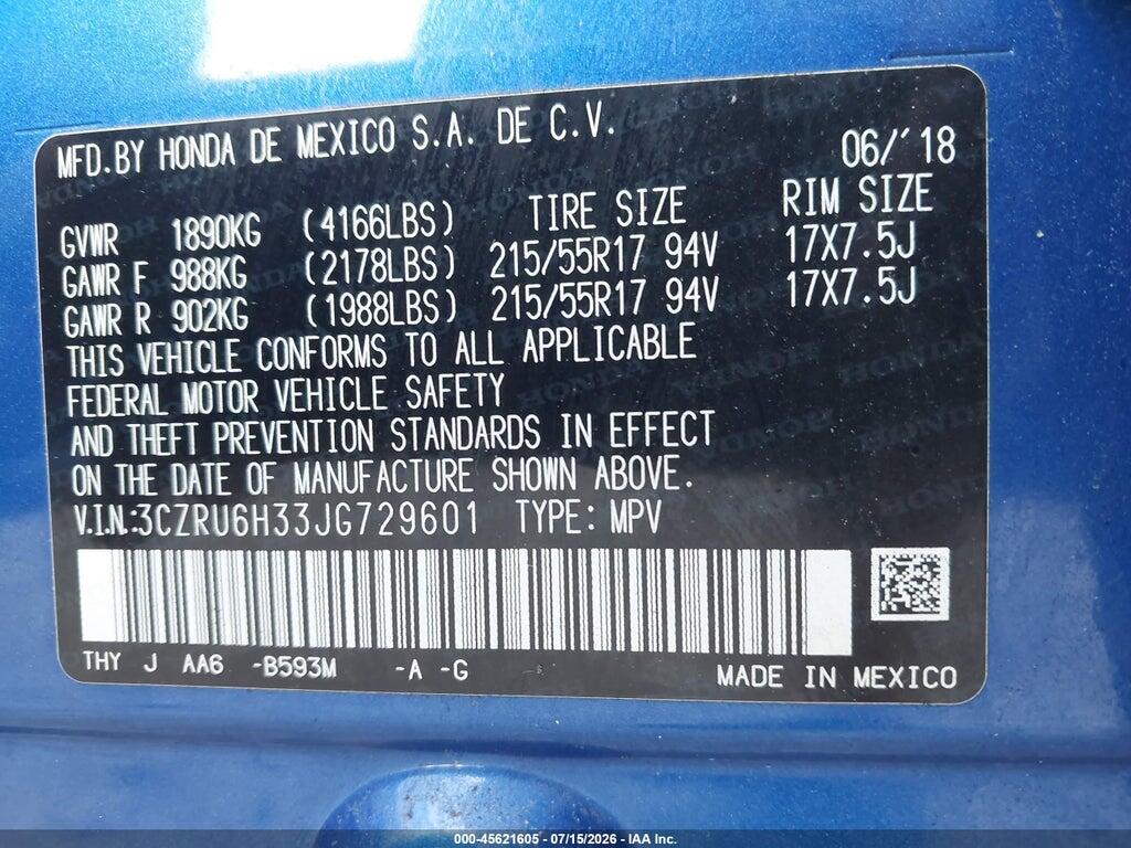 3CZRU6H33JG729601 2018 HONDA HR-V photo no. 9
