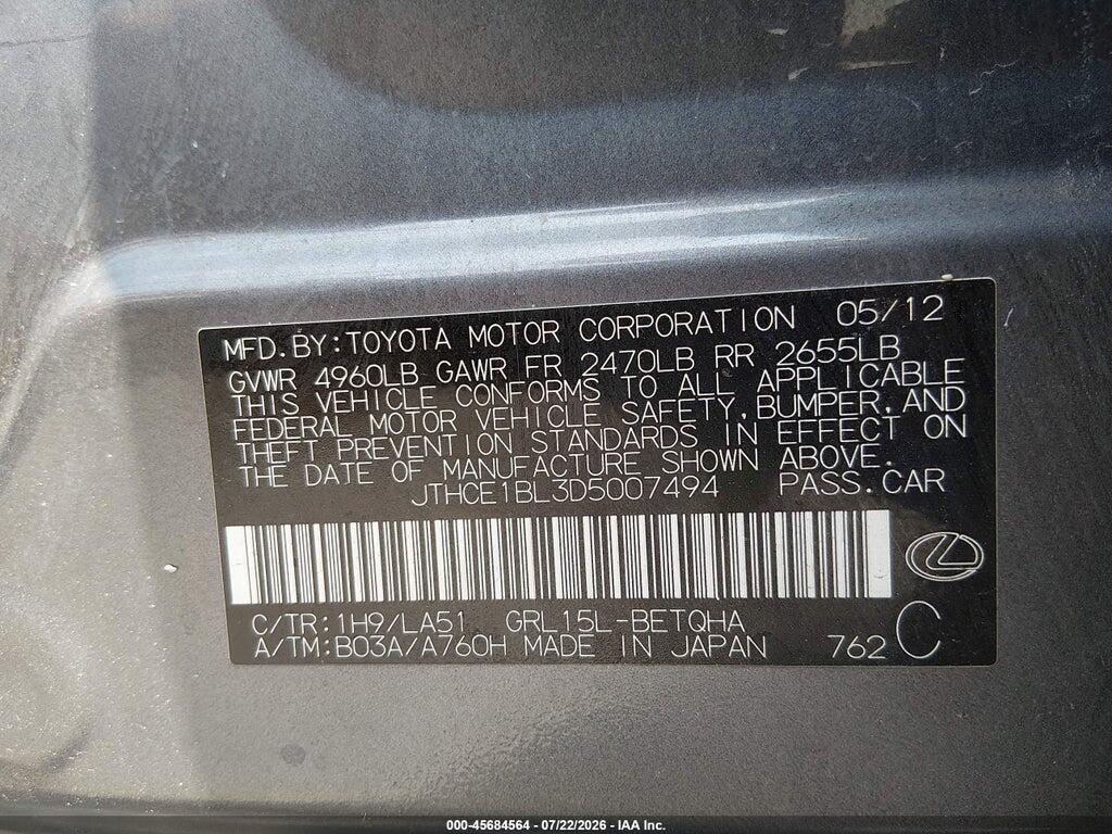 JTHCE1BL3D5007494 2013 LEXUS GS 350 photo no. 9