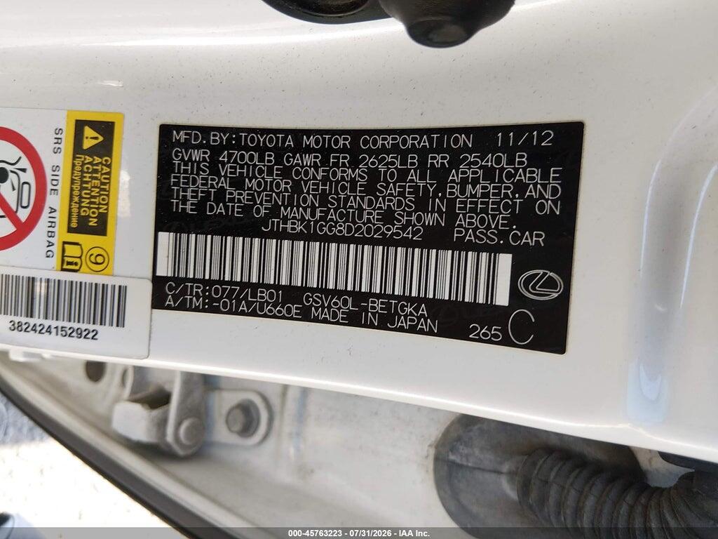 JTHBK1GG8D2029542 2013 LEXUS ES 350 photo no. 9