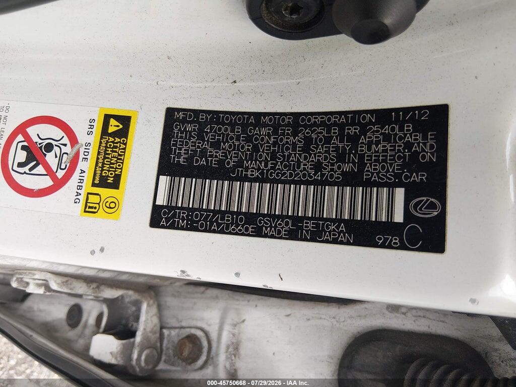 JTHBK1GG2D2034705 2013 LEXUS ES 350 photo no. 9